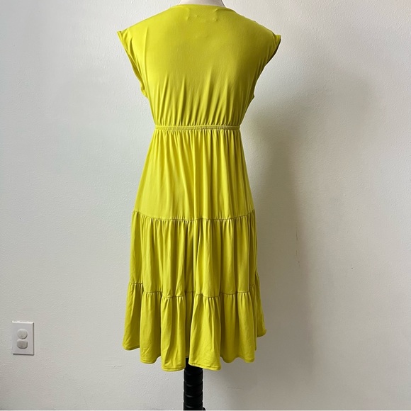 Oleg Cassini Yellow Maxi V-neck Vintage Dress for Women Small - Picture 2 of 7